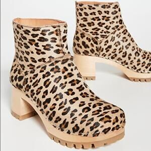 NWT Swedish Hasbeens Leopard Calf Hair Slip On Bootie‎
